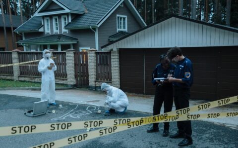 Dublin police investigators at a fatal collision scene