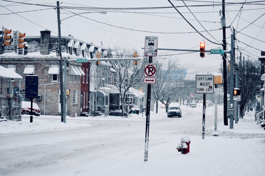 residential street in low income Pennsylvania community