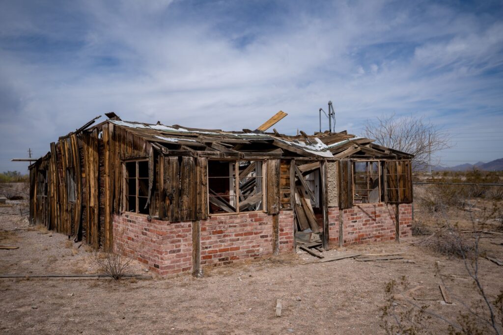 modest low income housing in a small Arizona border town community