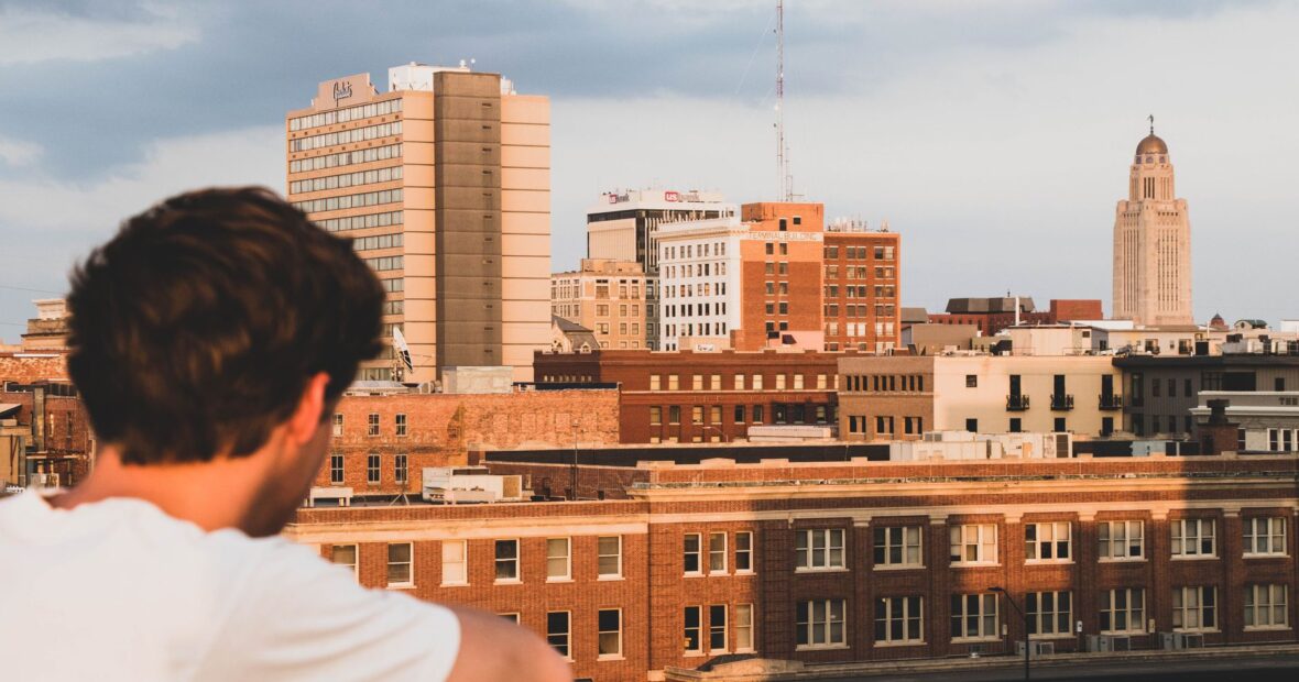 aerial view of a Nebraska city representing public health concerns