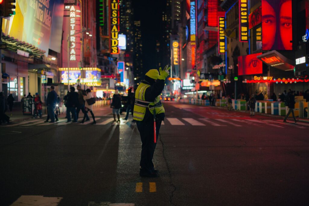 NYPD officers at a Manhattan crime scene on Christmas Eve