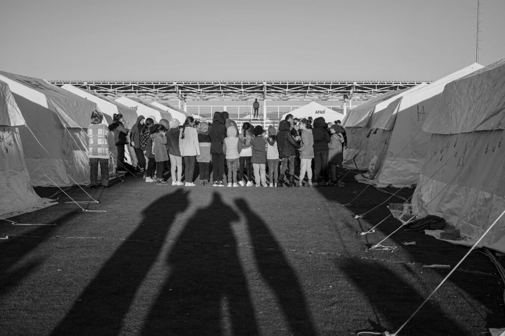 humanitarian workers distributing U.S. foreign aid in a developing country