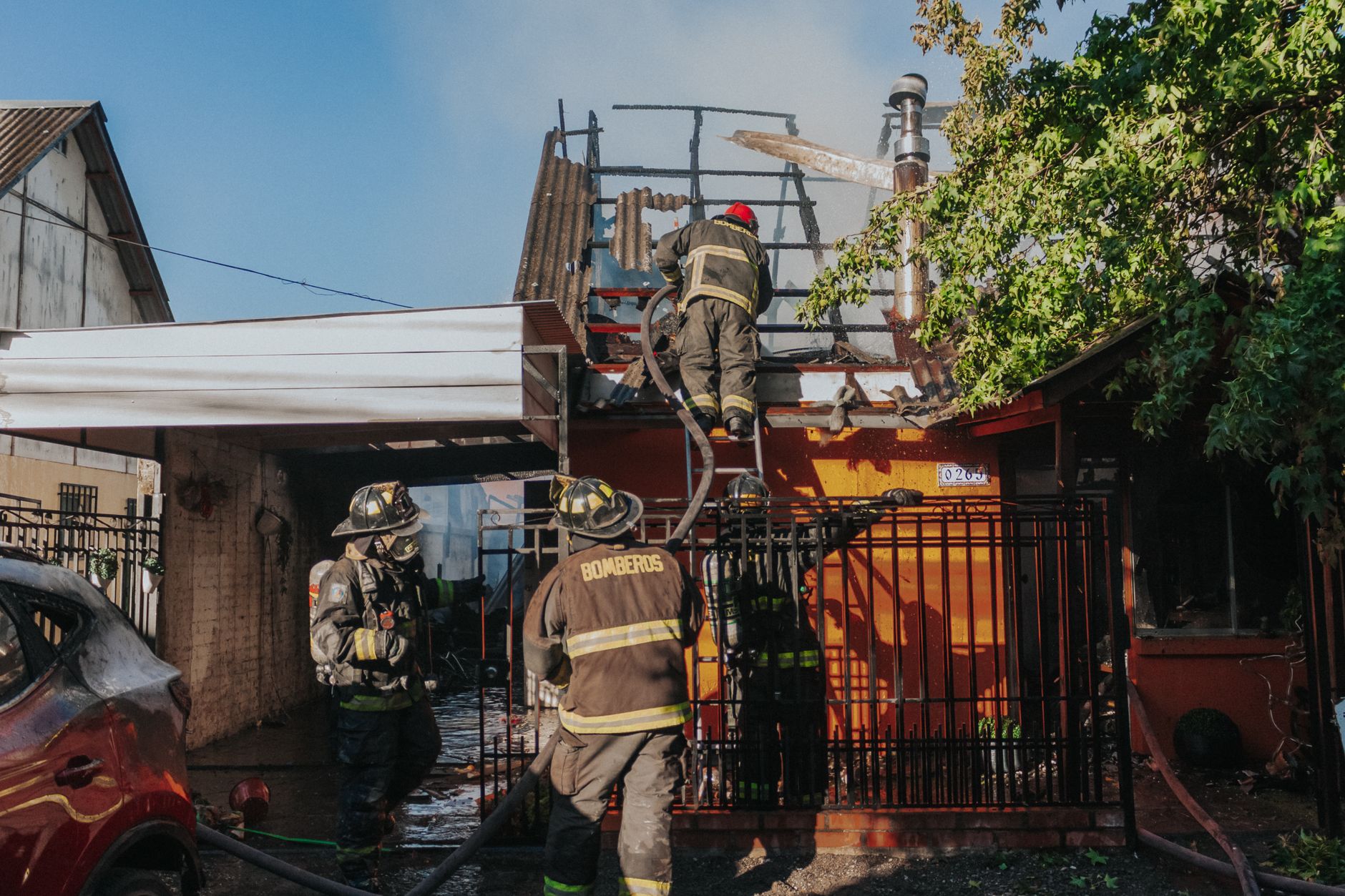 FDNY firefighters battling a building fire in Canarsie Brooklyn