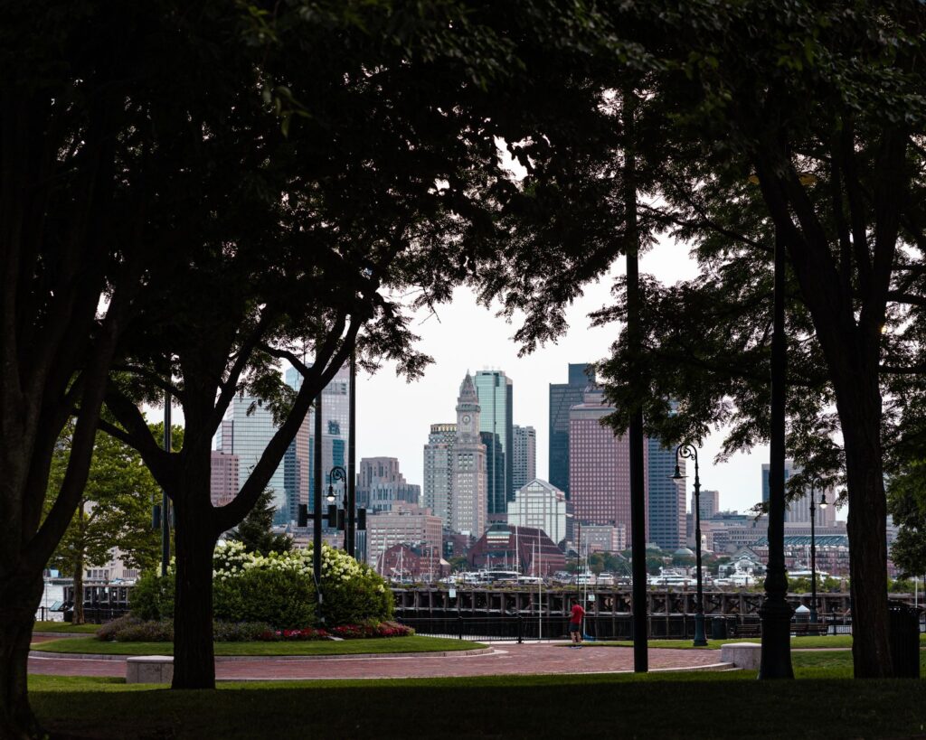 Boston city skyline representing highest weed consumption in Massachusetts