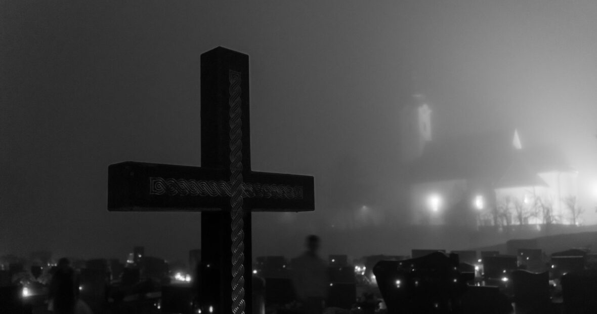 Resurrection Cemetery Chicago haunted gate at night