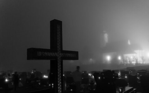 Resurrection Cemetery Chicago haunted gate at night