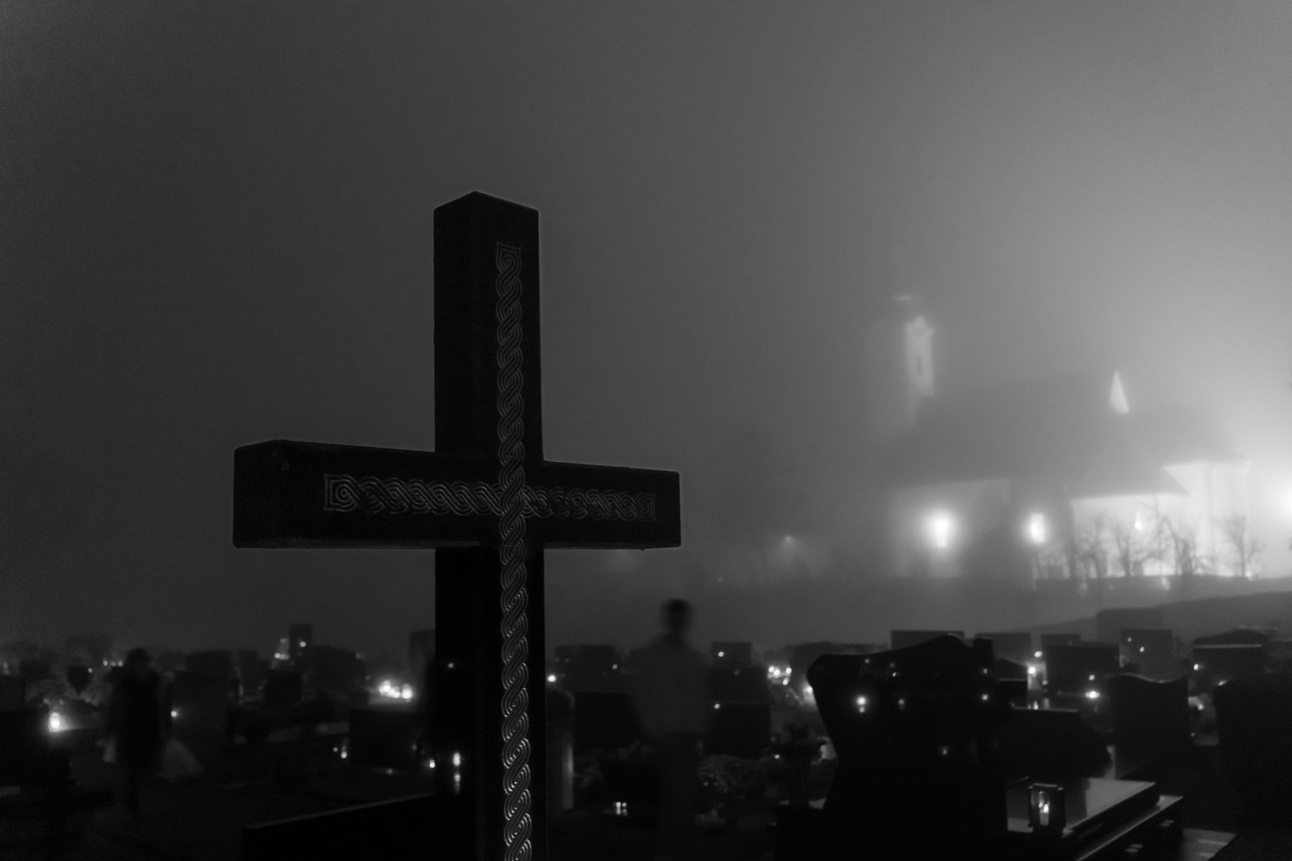 Resurrection Cemetery Chicago haunted gate at night