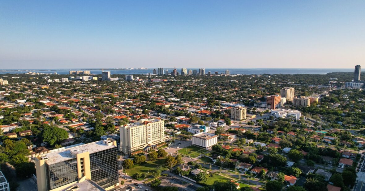 aerial view of a struggling Florida city with high unemployment rate