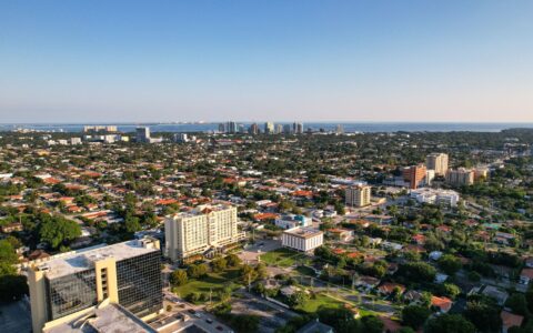 aerial view of a struggling Florida city with high unemployment rate