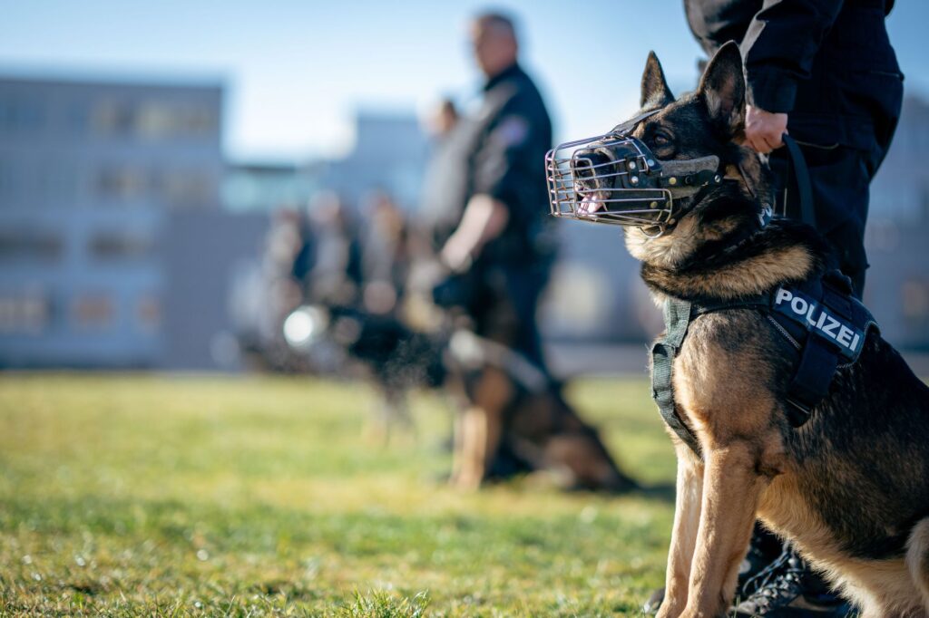 investigators and police officers at a dog fighting and drug ring crime scene