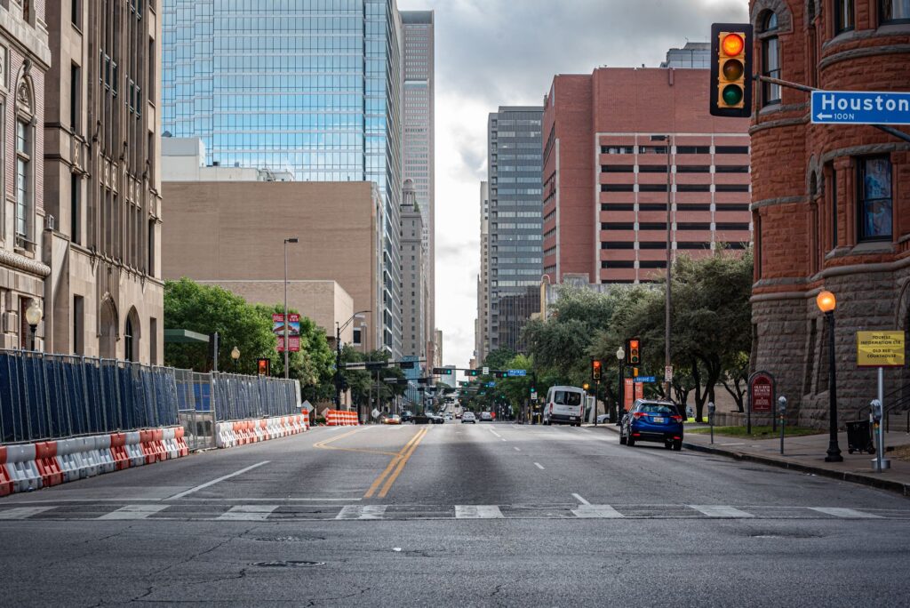 Houston Texas city street representing the city with the highest weed selling rate in Texas