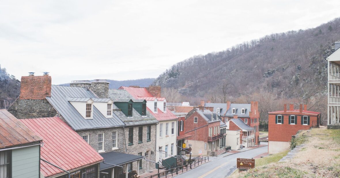 aerial view of a West Virginia city known for high weed consumption rates
