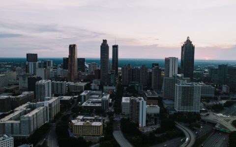 aerial view of a Georgia city representing mental health awareness and suicide prevention efforts