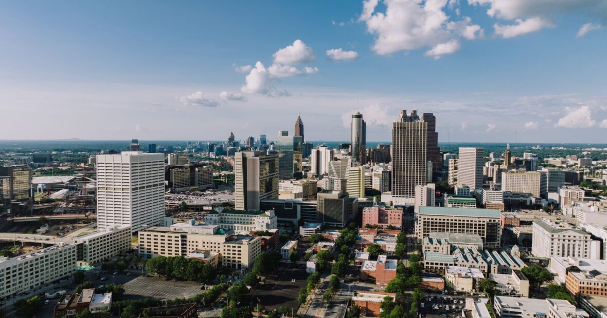 aerial view of a safe Atlanta neighborhood