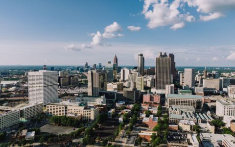 aerial view of a safe Atlanta neighborhood