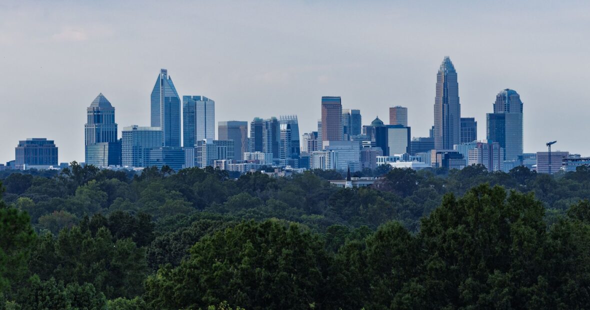 Charlotte North Carolina largest city skyline aerial view