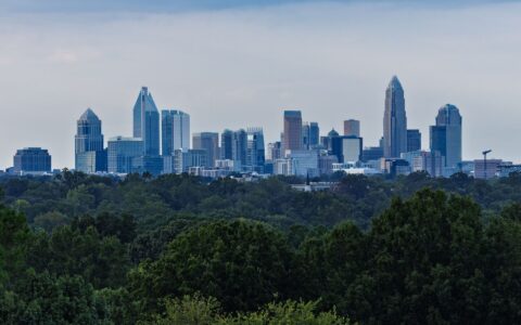 Charlotte North Carolina largest city skyline aerial view