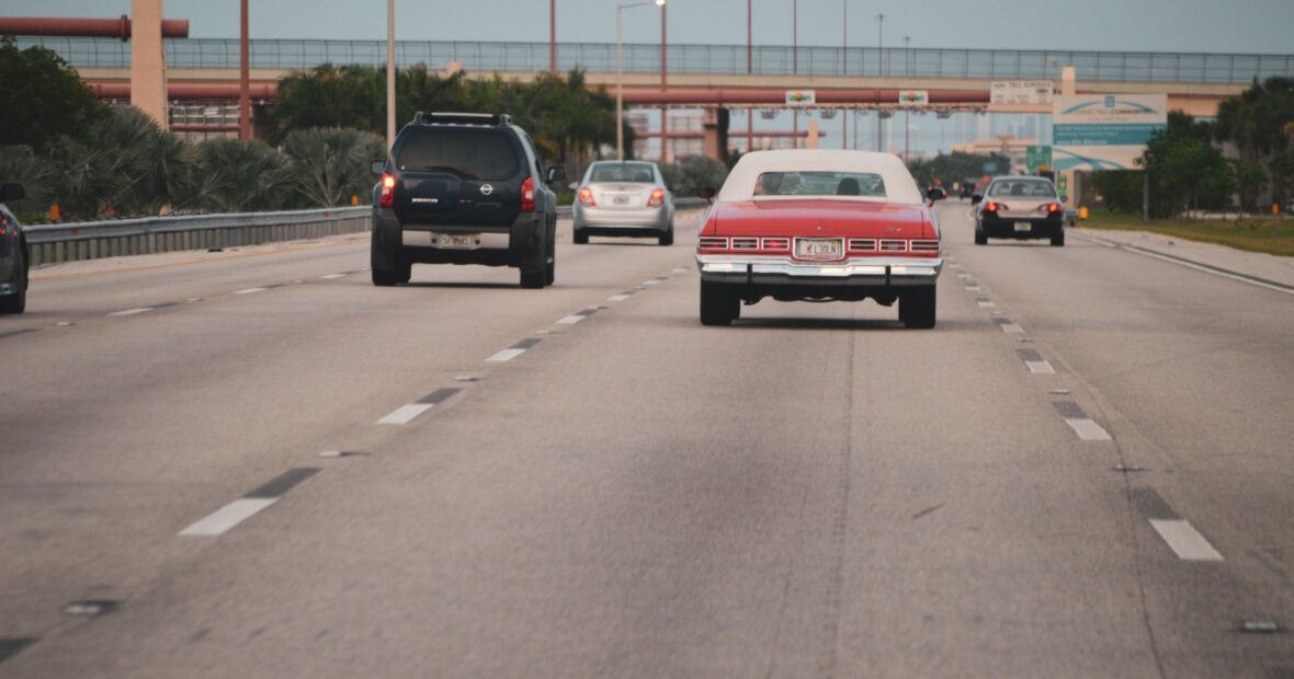 driver following traffic advice on a busy highway