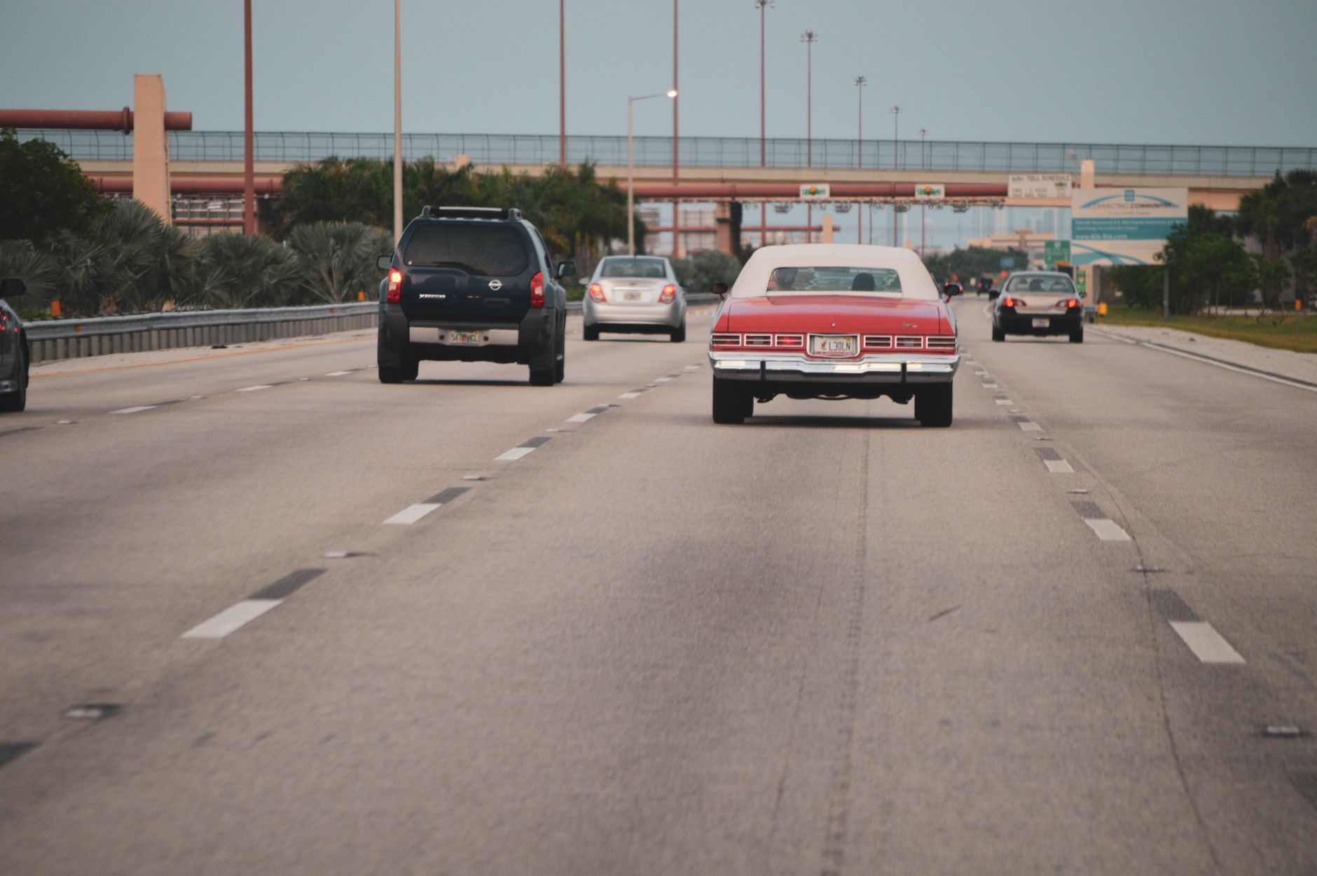 driver following traffic advice on a busy highway