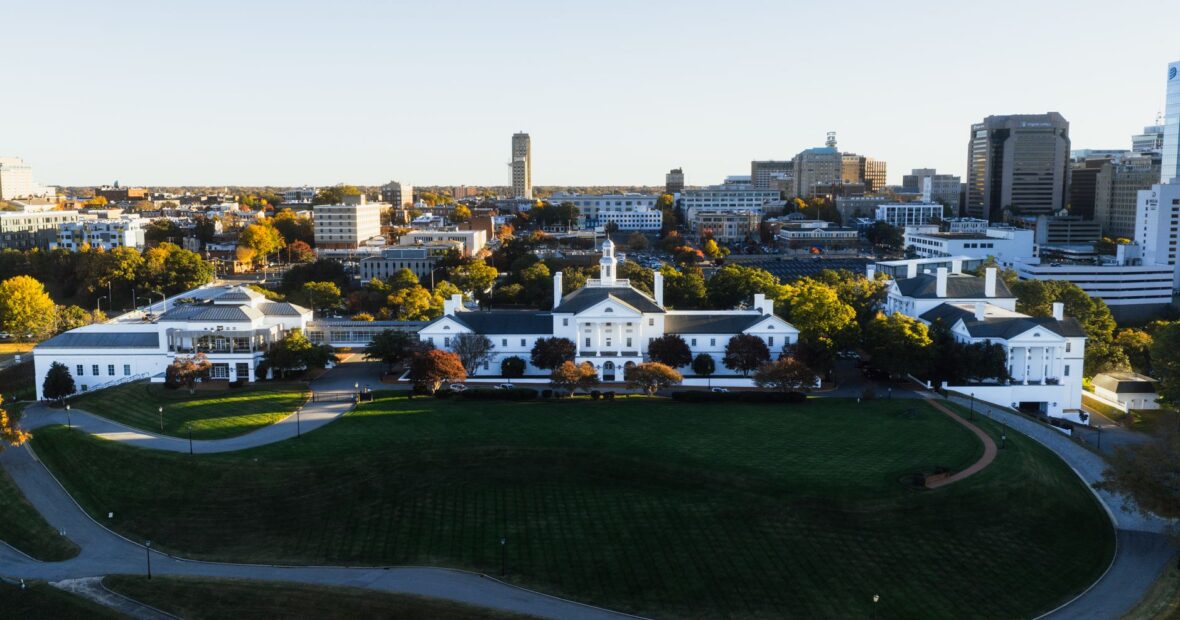 aerial view of Charlottesville Virginia the best place to live in the state