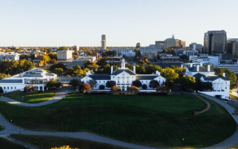 aerial view of Charlottesville Virginia the best place to live in the state