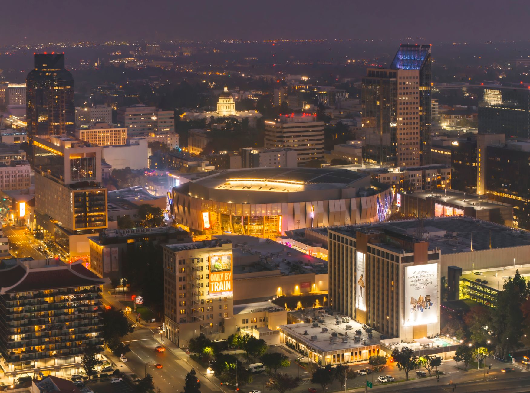 aerial view of a California city representing public health and obesity awareness