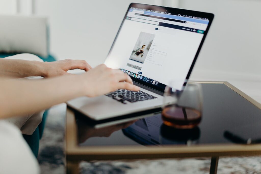 person completing online sign in process on desktop