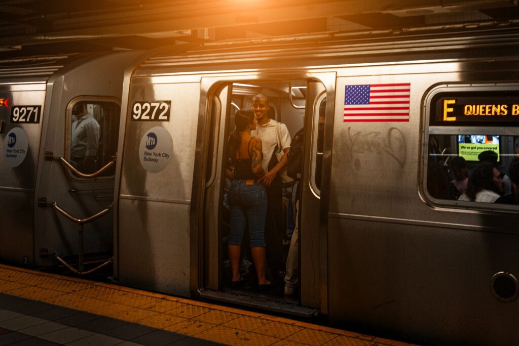 MTA surveillance camera inside New York City subway car for crime prevention