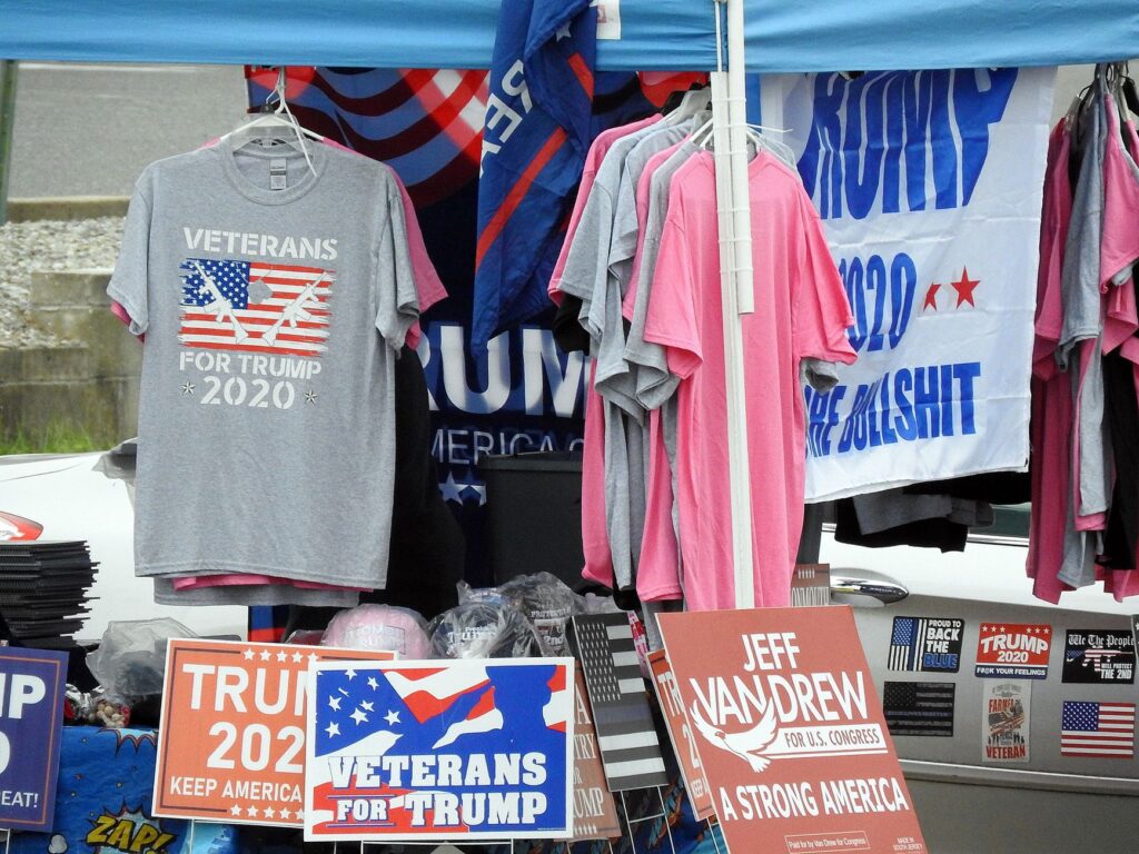 Republican and Democrat campaign signs in a Virginia battleground city