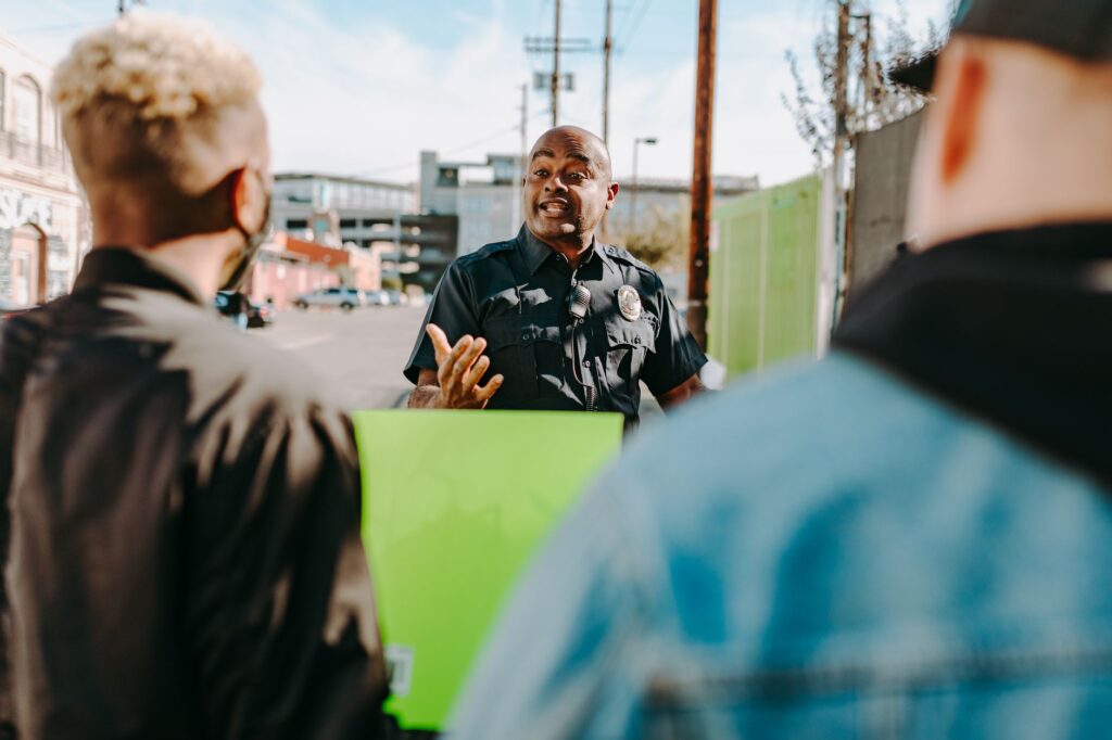 Georgia residents at a community safety awareness event in an urban neighborhood