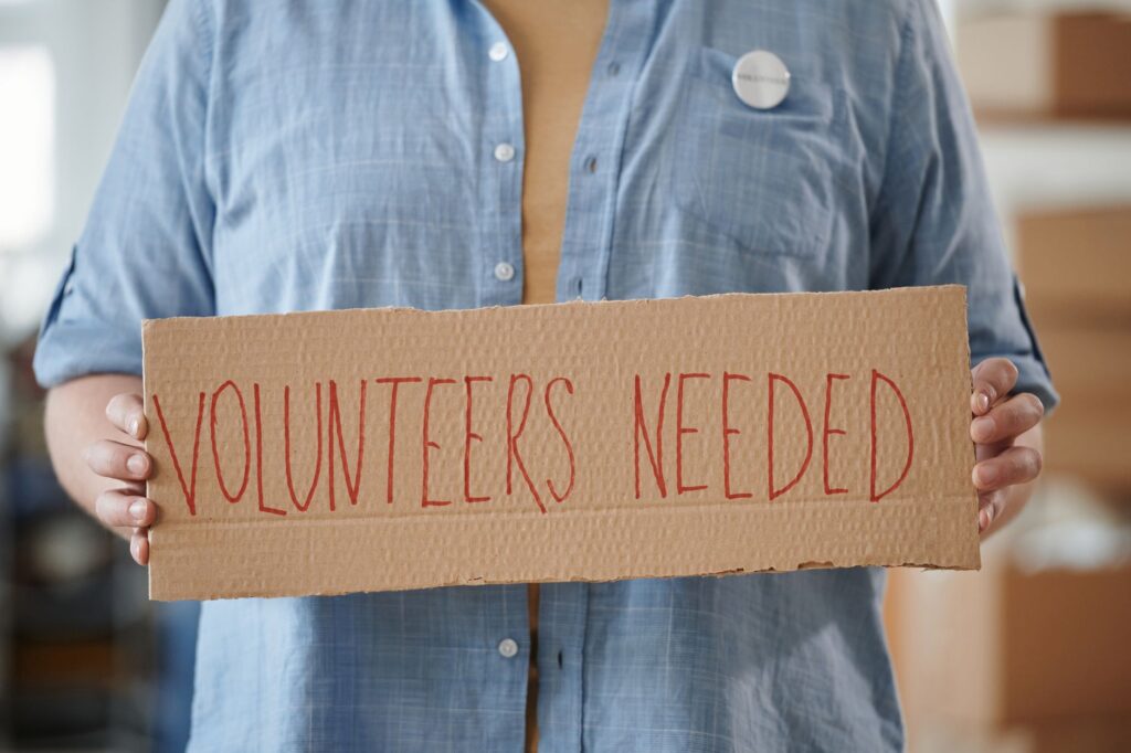 volunteers at a community food bank in Pennsylvania helping low income residents