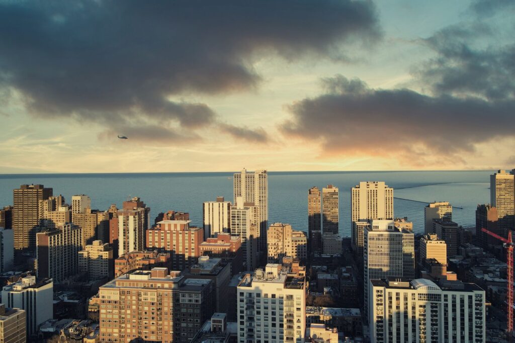 Chicago Illinois aerial skyline highest paying city in state