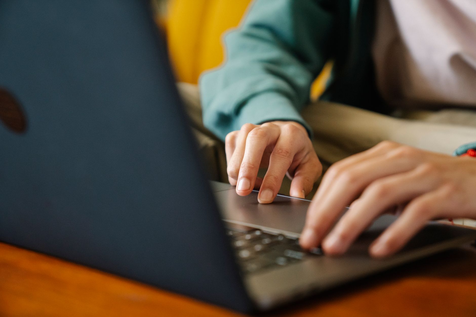 person using sign in page on laptop