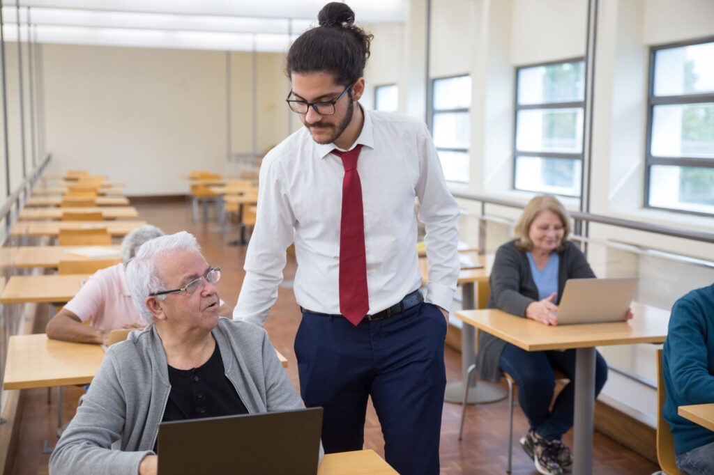 volunteer tutor working one on one with an adult learner
