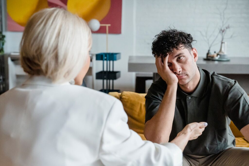 individual talking to therapist representing mental health resources in depressed New York city