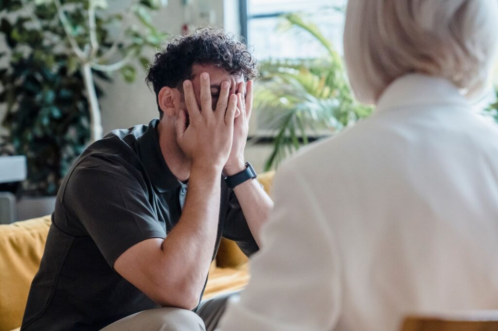 mental health counselor at a phone representing Texas suicide prevention resources