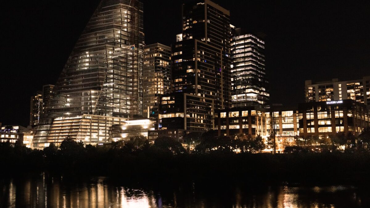 Downtown Austin, Texas skyline illuminated at night