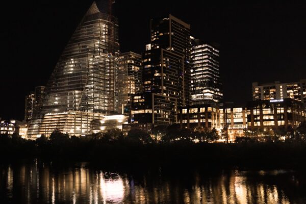 Downtown Austin, Texas skyline illuminated at night