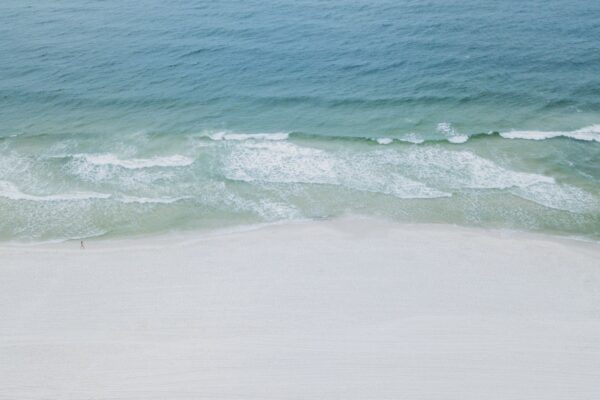 White sand beach and gentle waves on the Gulf Coast