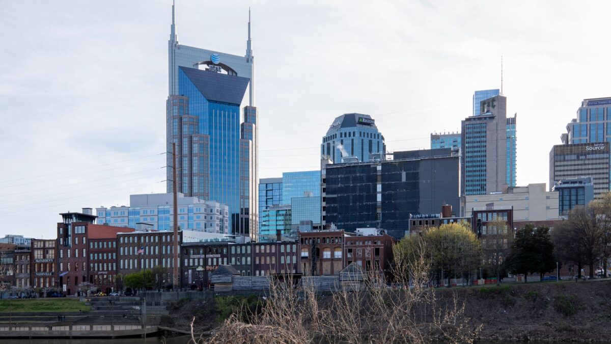 Nashville, Tennessee skyline at sunset