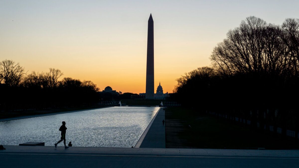 Washington DC monuments at dusk