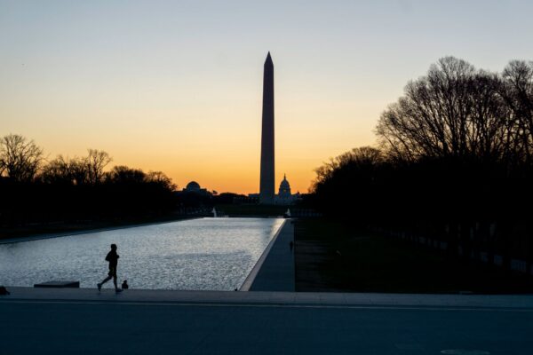 Washington DC monuments at dusk