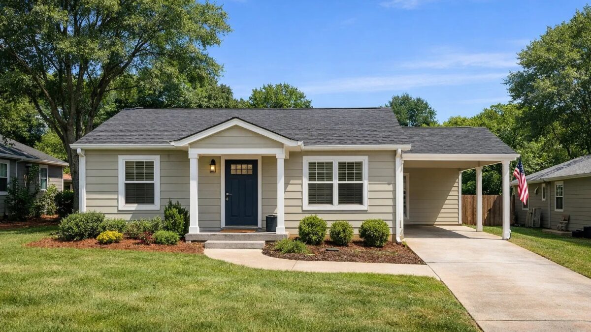 Affordable suburban American home exterior