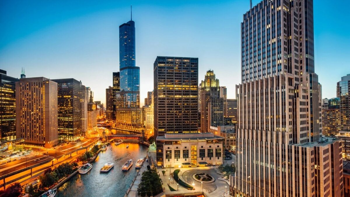 Aerial view of the Chicago skyline