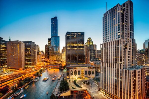 Aerial view of the Chicago skyline