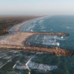 Aerial view of Mustang Island beach near Corpus Christi, Texas