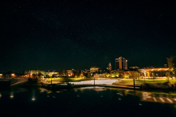 Fort Wayne skyline at night