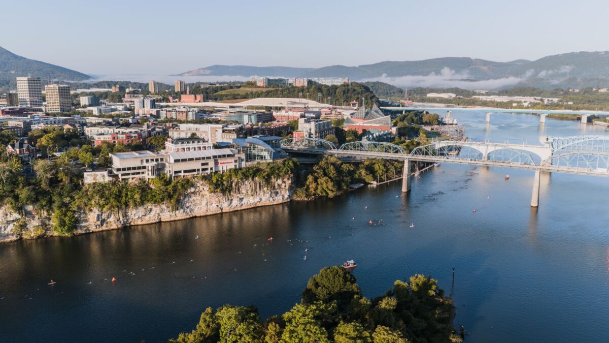 Chattanooga riverfront with bridges