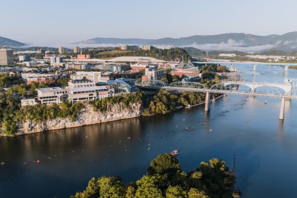 Chattanooga riverfront with bridges