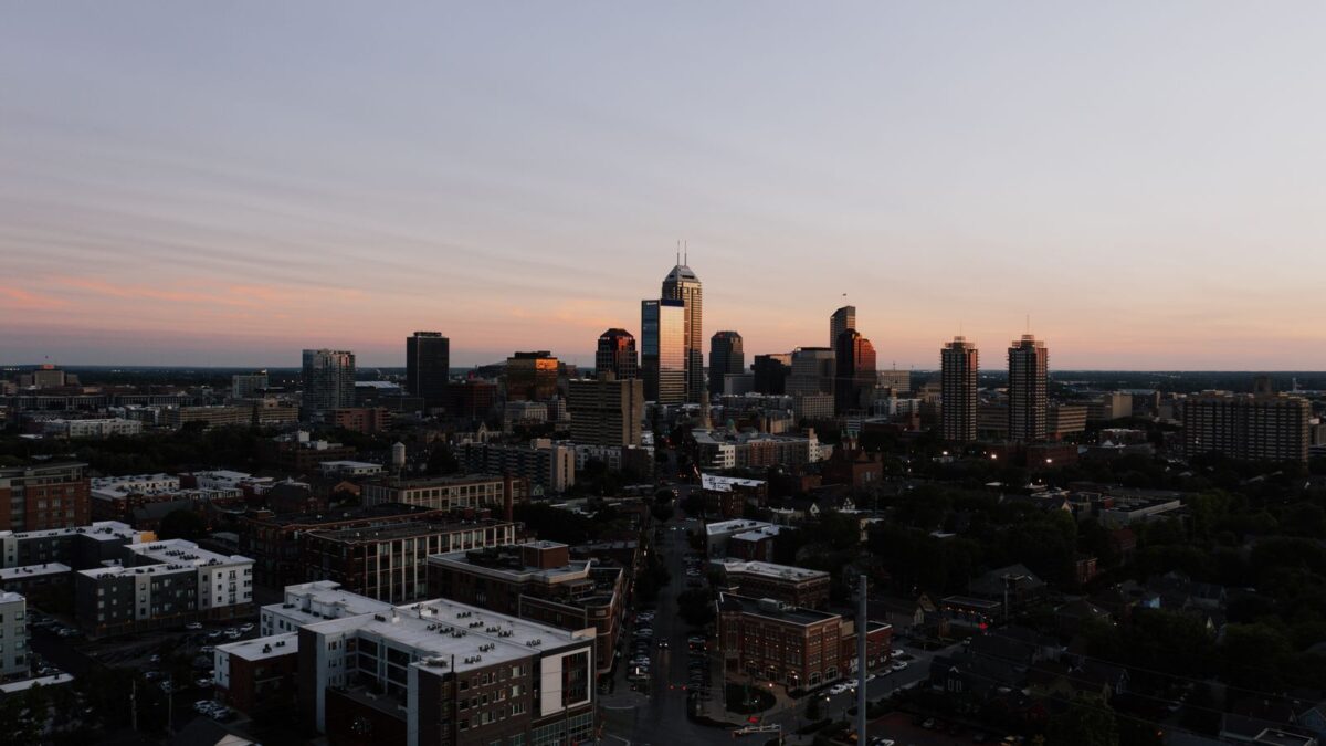 Indianapolis downtown skyline at dusk, a featured view for the 2026 neighborhoods guide
